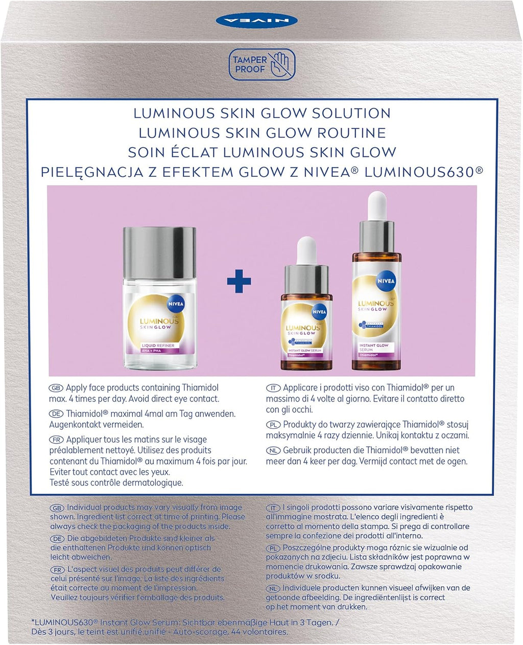 NIVEA Luminous Skin Glow Solution Bundle Set 100ml, 30ml, 15ml