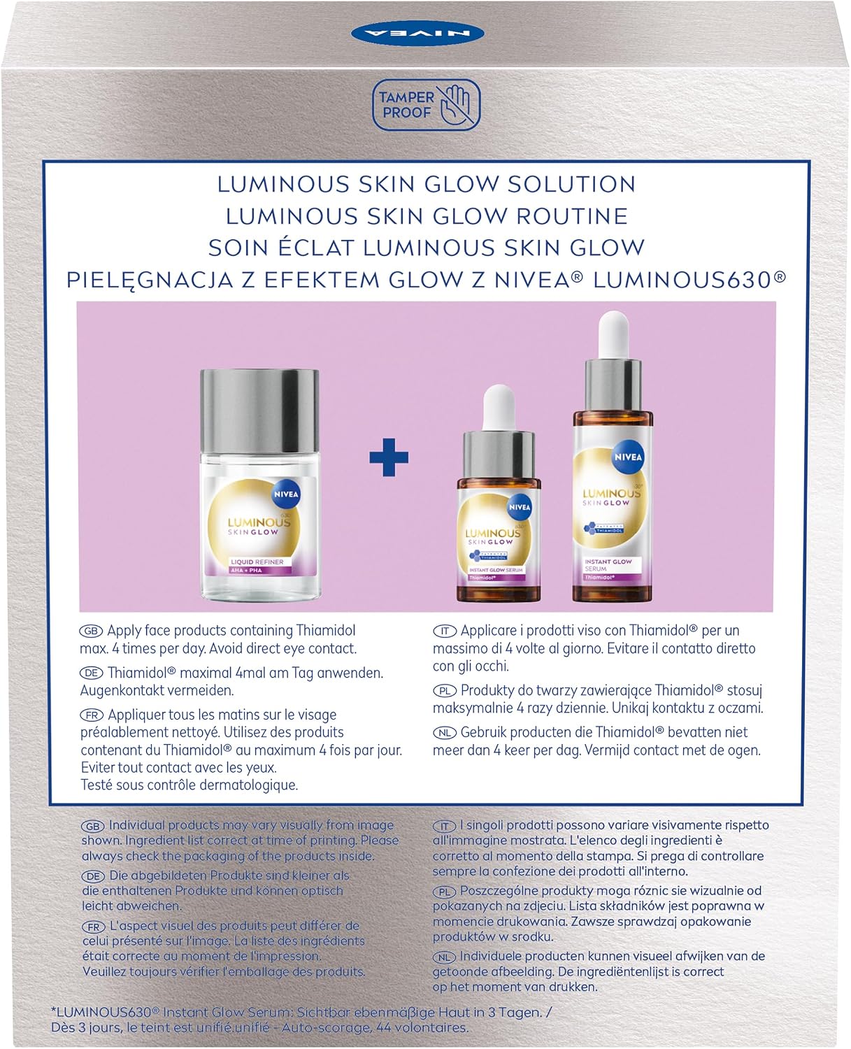 NIVEA Luminous Skin Glow Solution Bundle Set 100ml, 30ml, 15ml
