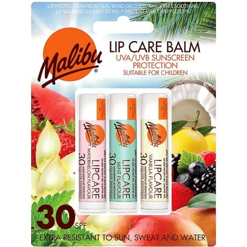Malibu Sun Spf 30 Lip Balm Sunscreen 3 X 5g