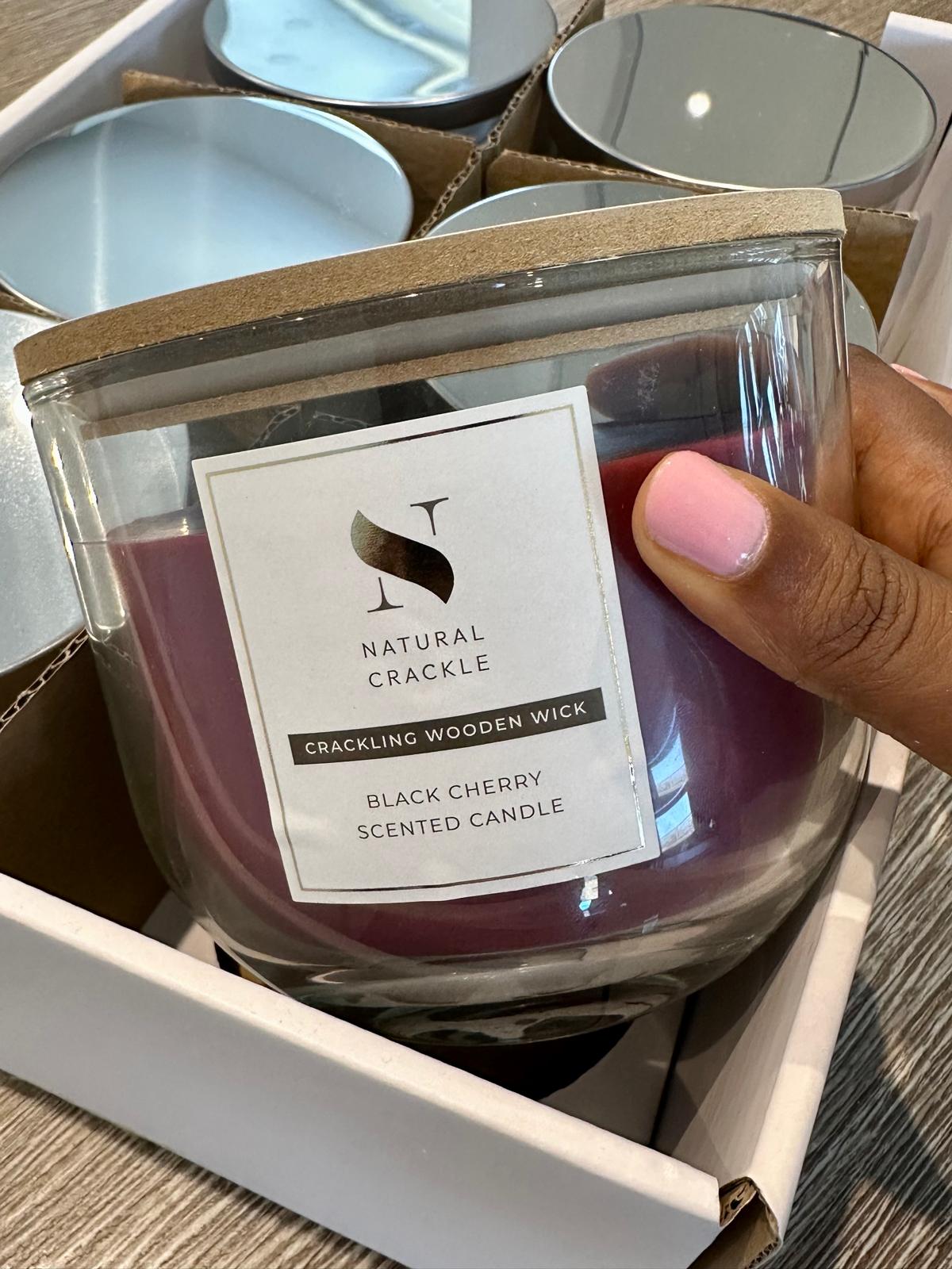 Natural Crackle Black Cherry Scented Candle - 370g